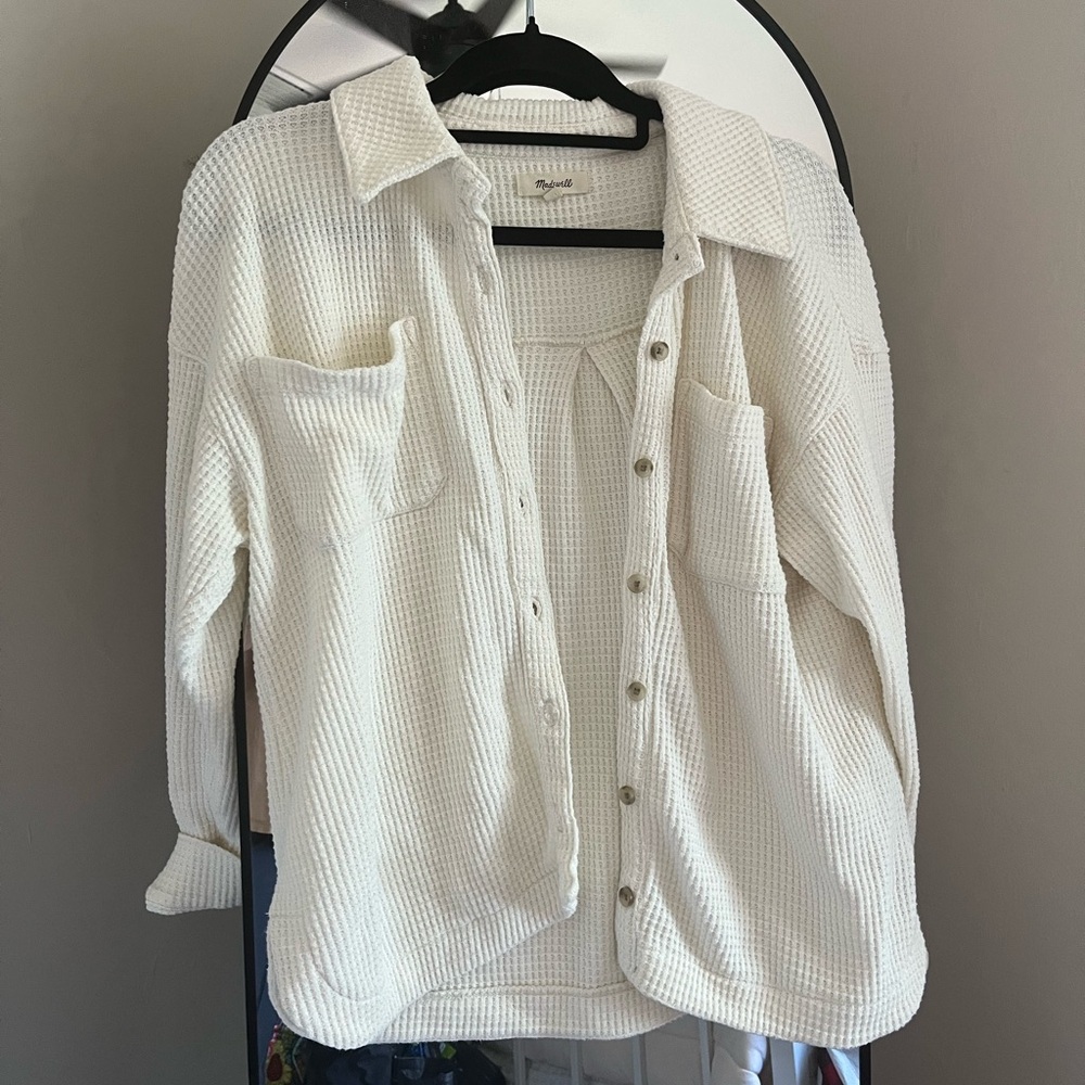 Madewell Ivory Waffle Knit Top